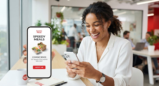 Young professional looking at smartphone