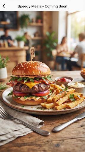 Gourmet burger and fries